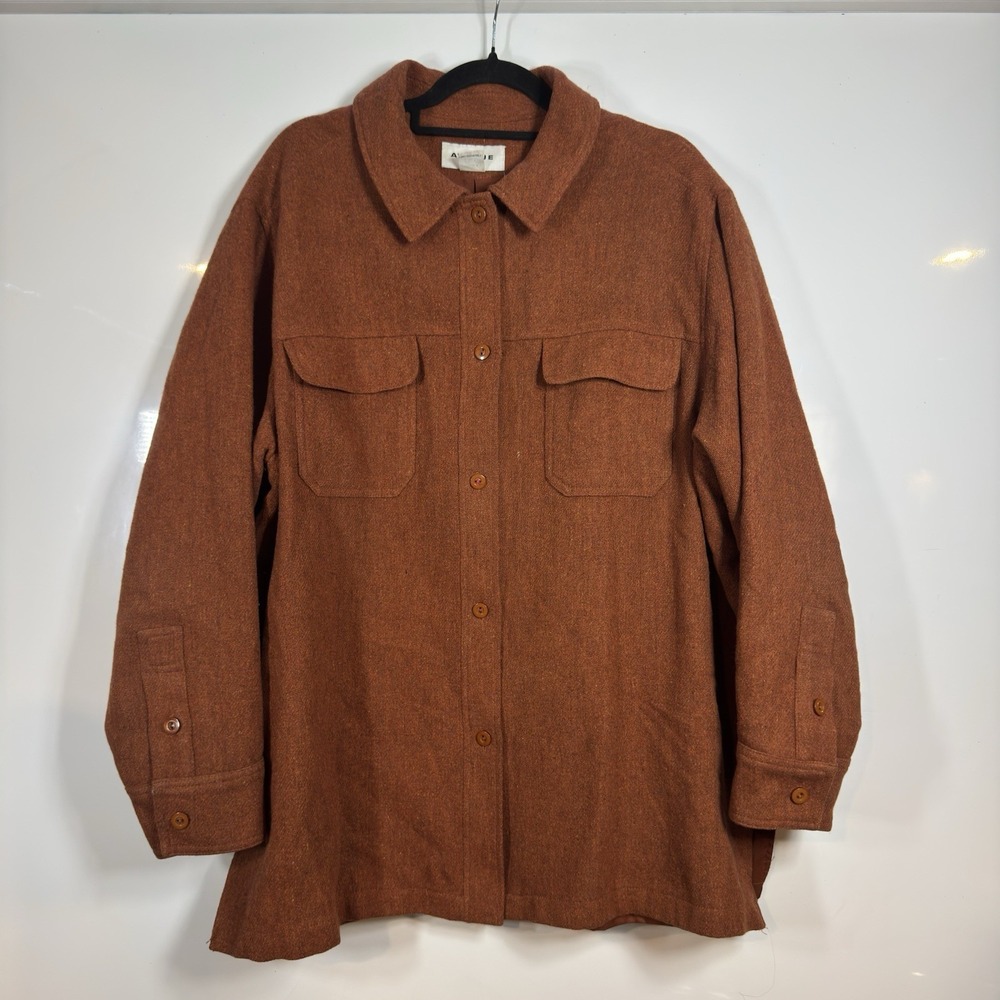 Vintage Avenue Button Up Blazer Size 18/20 100% Flannel Wool Orange